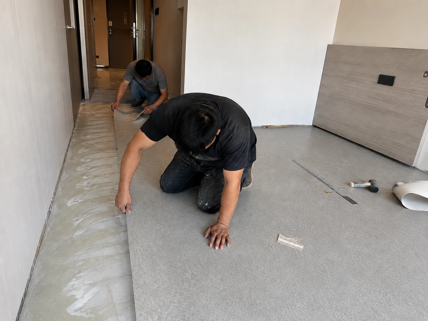 城市快捷酒店客房PVC地板完工效果