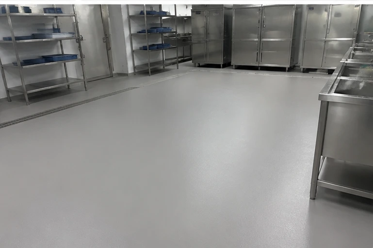 酒店厨房及后勤区域聚氨酯砂浆地坪完工效果
