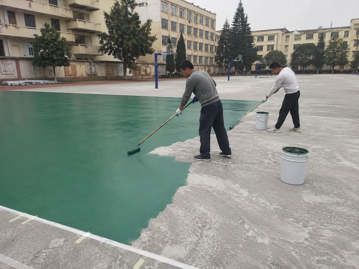高新区职业技术学校硅PU运动地坪完工效果